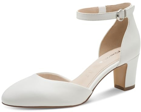 Tamaris Escarpins femme à talon bloc cuir blanc 36 EU