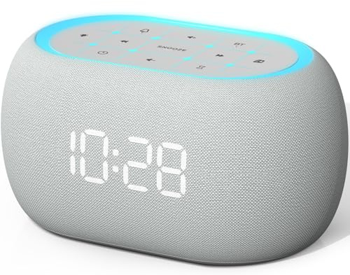ANJANK Radiosveglia da Comodino con Altoparlante Bluetooth, Suono Stereo Hi-Fi, 7 Colori di Luce Notturna, Sveglia Digitale con 8 Suoni di Allarme, 0-100% Dimmer, Radio FM da Camera da Letto