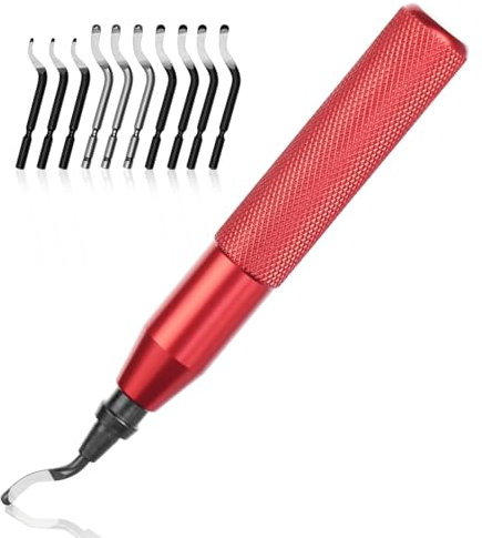 flintronic Entgrater Werkzeug Universal, Metallgriff Handentgrater mit 11 Stück Ersatzklingen, 360° Rotierender Klinge Schneidwerkzeug für 3D Drucker, Kunststoff, Aluminium (1 Werkzeug, 5+3+3 Klingen)