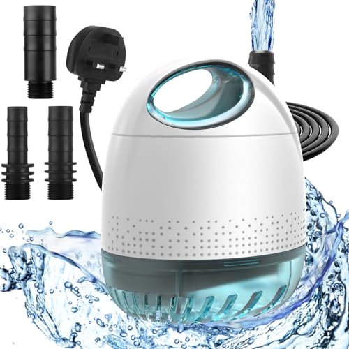 BAITAI Submersible Water Pump(3500L/H,75W),Ultra Quiet Water Feature Pump with 5m Power Cord,3 Nozzles for Fish Tank, Pond, Aquarium, Statuary, Hydroponics,Pool & More