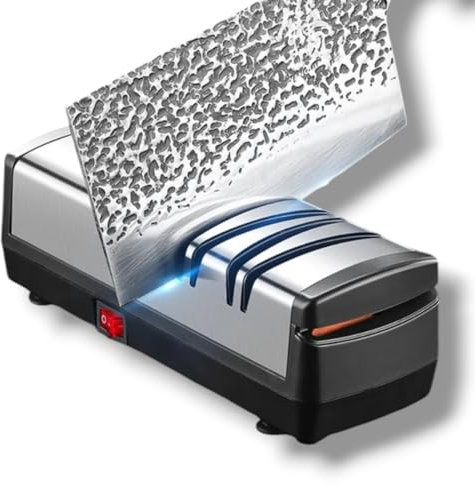 Messerglück® Elektrischer USB Messerschärfer - Diamant Messerschleifer für Grob- & Feinschliff - Sicher & effizient mit 3-Stufen Schärfsystem für Messer & Scheren - Modell 2