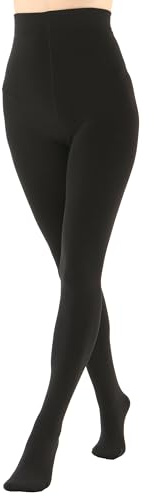 EVERSWE Women's Opaque Fleece Lined Tights, Thermal Tights (Black,XXL)