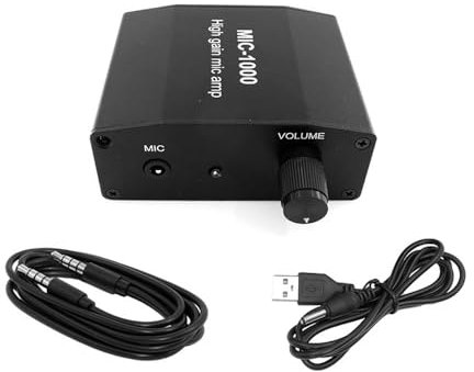 Ieron Kit de preamplificadores y Amplificador de micrófono Amplificador de Sonido de micrófono con Ganancia de 1000x Juego de Accesorios grabación de Sonido en Vivo y Aplicaciones
