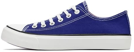 Damer tygskor låga toppskor för kvinnor män klassiska snörning sneakers kanvas Plimsolls pumpar vardagliga tennisskor, Kungsblå, 35.5 EU