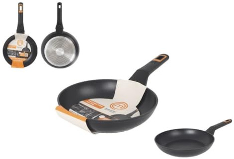 MasterChef Smidd aluminiumstekpanna - med keramisk beläggning | non-stick, hållbar, hållbar - 2,5 mm tjock | lämplig för gas, elektrisk, keramisk spis och induktion (20 cm)