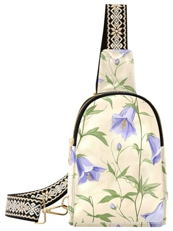 trendig unik klockblomma beige blomma lila väska för flickor lätt ryggsäck bärväska för resor, Unik klockblomma beige blomma lila