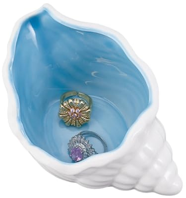 NBEADS Vassoio per Gioielli In Ceramica A Forma di Conquelliglia, Piatto Portaoggetti A Forma di Conquelliglia Color Acquamarina Piatto Decorativo A Tema Oceano per Anelli, Gioielli, Cielo Azzurro