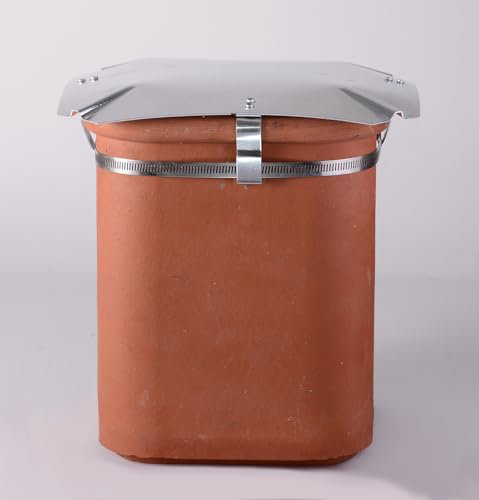Square Chimney Cap, Silver Metal Rain Cover for Clay Chimney Pots,
