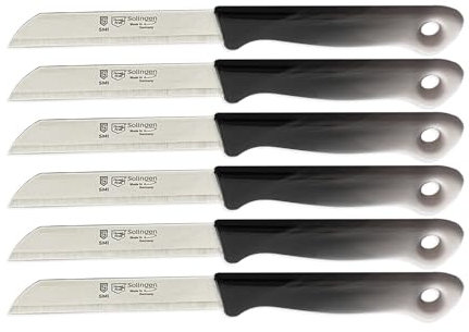 SMI Solingen Messer Set Gemüsemesser Schälmesser Obstmesser Küchenmesser Allzweckmesser Wellenschliff Germany Messer Mehrfarbig (schwarz-weiß 6 Stück)