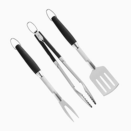 Grillverktyg, Grillset BBQ-tillbehör - Tång, spatel och gaffelredskap - Robust grill i rostfritt stål - Grilltillbehör
