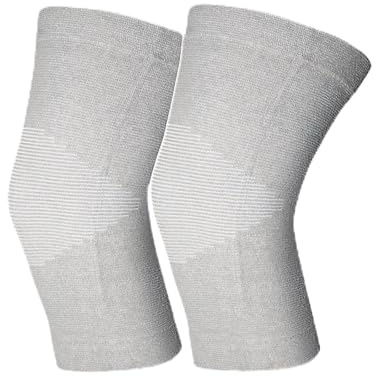 SIOEPUEO Bamboo Knee Sleeve for Knee Pain - One Pair Compression Bamboo Knee Sleeves for Women Knee Pain Knee Sleeves Plus Size (Gray, Large)