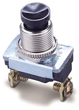 Gardner Bender GSW-22 Electrical Push Button Switch, SPST, OFF-Mom ON, 6 A/120V AC, Screw Terminal , Black