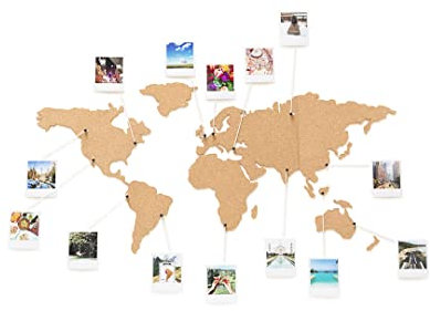 Luckies of London Corkboard Map - Mappamondo in sughero autoadesivo con puntine - Idea regalo viaggio