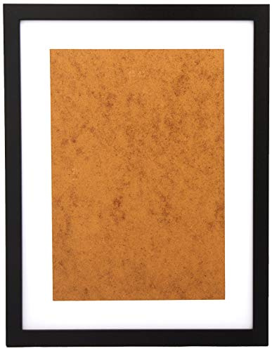 Frame Company Allington Black 16x12 Frame with White Mount for 13x9 | Fits a 13x9 image with mount or a 16x12 image without mount, Frame size 16x12, Overall approx 17.6x13.6, Real Glass Front