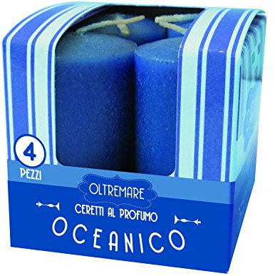 Set da 4 Candele profumate Melrose - Profumazione Oceanico - Fragranza Stimolante - Diametro 3 cm Altezza 5 cm - Durata Ore