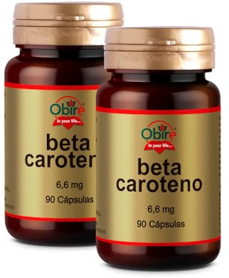 Obire | Beta-Caroteno 6,6 mg | Suplemento Alimenticio Para Piel Seca | Protección Solar | Absorción de Hierro, Mantenimiento de la Piel y la Visión | 90 Perlas | Pack 2 unidades