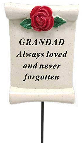 Angraves Always Loved Grandad Flower Rose Memorial Tribute Stick Graveside Plaque
