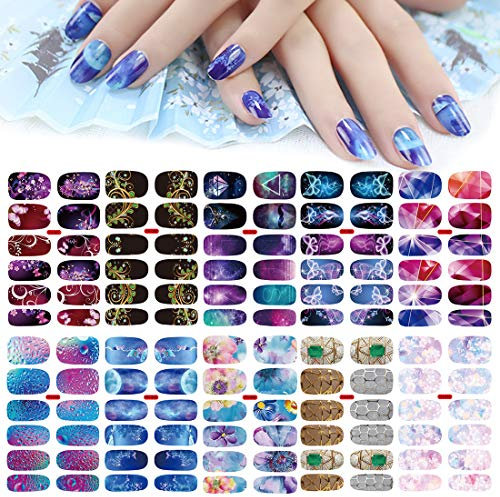 MWOOT 10 Feuilles Nail Art Sticker, Auto-adhésif Autocollants Décalcomanies pour Ongle, Nail Wraps Décorations Manucure pour Ongles