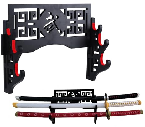 Z-fiber Soporte de pared para espada, soporte de exhibición, espadas acolchadas Katana Wakizashi Genji y Samurai, 3 niveles