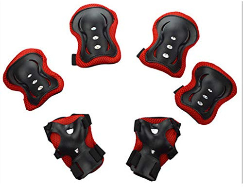 Clenp Protective Gear Set, 6Pcs/Set Kids Knee Pads Elbow Wrist Guards Protective Gear for 3-8 Years Old Boys Girls Skating Cycling Bike Rollerblading Scooter Red One Size