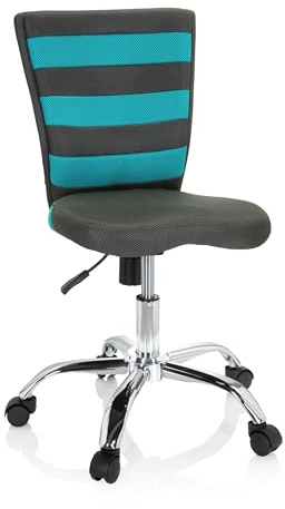 HJH Office 661008 Sedia girevole KIDDY COMFORT per bambini e ragazzi I Mesh grigio/turchese Sedia da scrivania per bambini regolabile in altezza