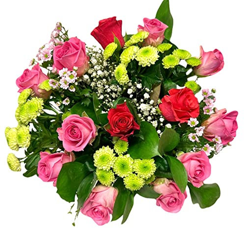 Pet-Jos Blumenstrauß, Frische Blumen bunter Blumenstrauß Rosen, Inklusive gratis Grußkarte, Flower bouquet, Fresh flowers, Cut Flower, zum Geburtstag