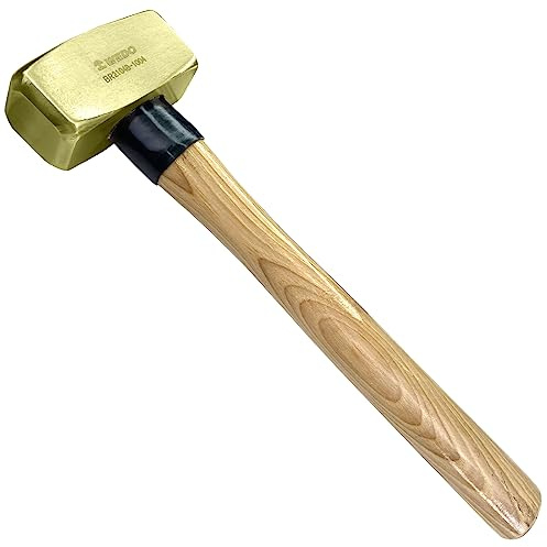WEDO Brass Sledge Hammer 1 lb, Club Hammer with Wooden Handle, Drilling Hammer, Crack Hammer, Die-Forge, Corrosion Resistant, DIN Standard, 12 Length