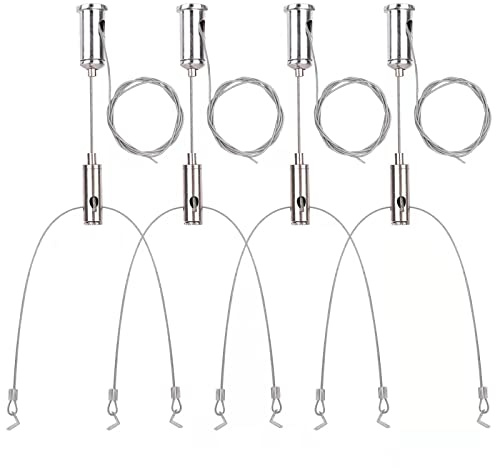 Vigtayue 4 Set / 8pcs Lighting Light Suspension Cables Kit Steel Hanging Chains, Per Strip Load 11 Ib & 3.4 ft Adjustable for Commercial Aquarium LED Panel Light LED Shop Lights Aquarium Lights