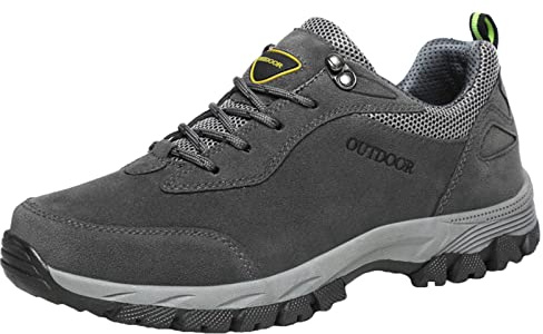 ZHENSI Chaussures De Randonnée pour Homme Taille Basse Baskets De Marche en Plein Air Antidérapantes Amortissement Voyage Sentier Trekking Chaussures,Gris,39 EU