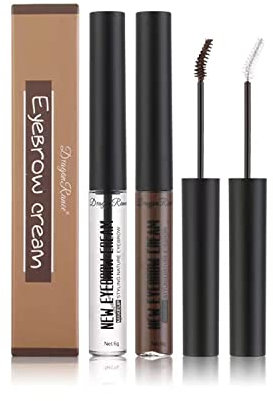 Gel fixateur de sourcils imperméable à l'eau, résistant à la transpiration et inamovible liquide fixateur de maquillage incolore crème fixatrice de sourcils pour débutants transparente (02#Café noir)