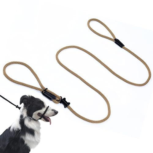 Multifunctional Figure 8 Padded Head Halter Walking Training Leather Stopper Rope Slip Lead Dog Leash Muzzle (Tan)