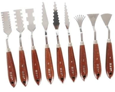 SEWOART Set Acciaio Inossidabile per Pittura 9 Pezzi Strumenti per e Hobbisti Raschietti per Verniciatura Adatti per Pittura e Olio