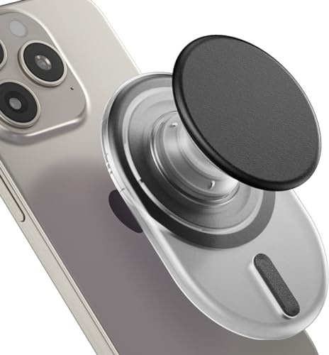 AUROX for MagSafe Phone Grip, Magnetic Phone Grips, Expandable Collapsible Mobile Phone Grip Stand Holder with Kickstand for Magsafe Stand Compatible for iPhone 17 16 15 14 13 Series,Transparent Black