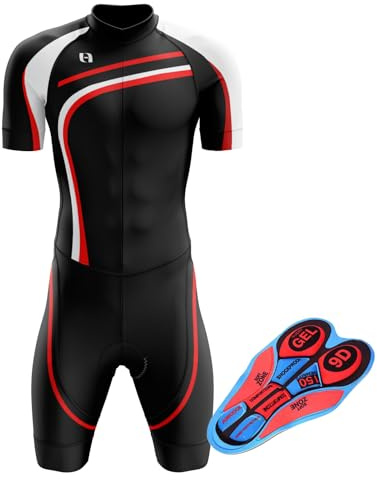 Summer Cycling Skinsuit Triatlón for Hombres,Pro Manga Corta Traje de Ciclismo,Almohadillas de Ciclismo de Alta Densidad para Competición,Mono para Correr,Andar en Bicicleta,Nadar