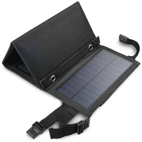 OBEST 10 W vikbar solpanel, bärbar solladdare med USB-port, vattentät solpanel trådlös för smartphones, utomhusaktiviteter, resor, camping och trädgård, vikbar solladdare