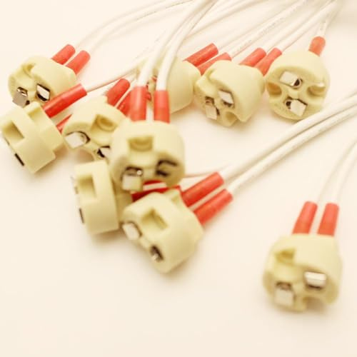 Lote de 10 casquillos MR16 con base de cerámica, G4, GU5.3, G6.35, GY6.35, GX5.3, GZ4, MR11 Base Bi-Pin con cable, ideal para bombillas LED y halógenas. (10)