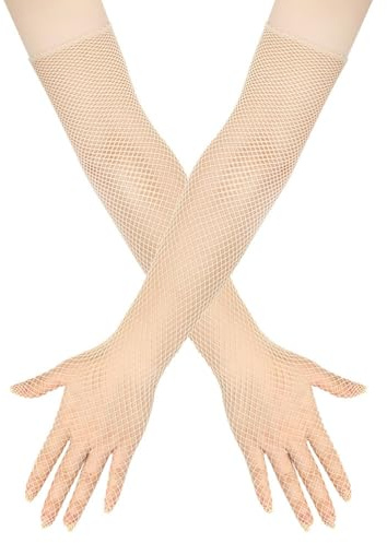Générique Gants Longs en Résille Femme Gants en Filets Gants d'opéra Vintage des 1920s Gants de Fête de Thé Accessoires de Costume pour Mariage Mariée, Soirée Opéra, Carnaval, Soirée Déguisée