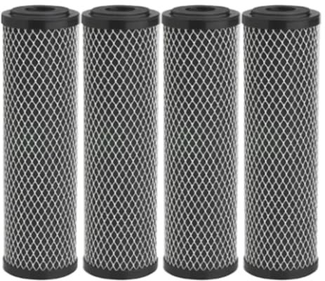 Qaautor 4 Pièces Filtre à Eau au Charbon 10 Pouces Standard pour Remplacement de Filtre à Sédiments, Goût et Facile à Utiliser
