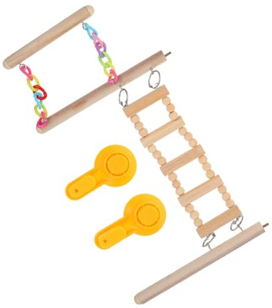 HAPINARY Vogelspielplatz Mit Saugnapf Papageien Wellensittich-kletterleiter Kompakte Aufhängung Für Fenster Und Auto Sicheres Schaukeltier Für Verschiedene Fliegvögel Platzsparendes Naturho