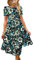 YESNO Women's Summer Causal Puff Short Sleeve Smocked Dress Elastic Waist Tiered Midi Dress with Pockets L EP2UK CR426