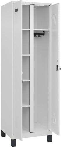 kaiserkraft FRANKEL Vestiaire pour Produits de Nettoyage Evolo Plus | 1 Compartiment | cloison médiane Centrale | Blanc | l 600 mm | avec Pieds Larges | loqueteau