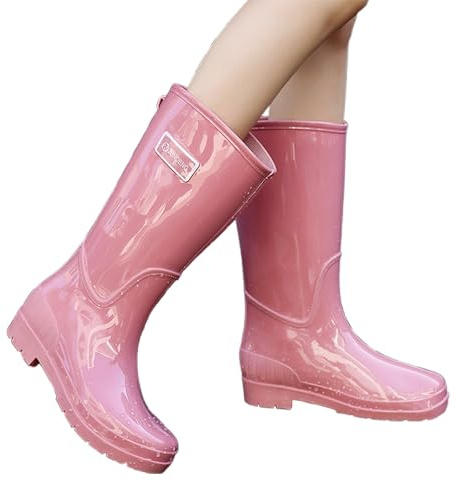 Bottes de Pluie, Randonnées Antidérapant Confortable Chaussures Extérieur Caoutchouc Travail Bottes Pluie Jardinage Impermeable Bottine, Pink, 36