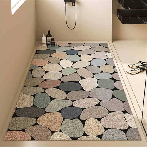 Odot Alfombrilla Baño de Lufa de PVC Estilo Europeo,Alfombra Ducha Antideslizante,Alfombrilla Ducha con Orificio de Drenaje,Alfombra de Baño Secado Rápido para Zonas Húmedas (Colorido,60x120cm)