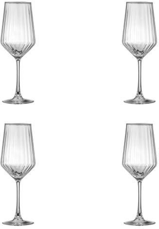 Ravenhead Luxe Set of 4 White Wine Glasses | 400ml Recycled Glass with Fluted Embossed Design | 40clElegant Wine Glass Set for Dining & Entertaining, Dishwasher Safe