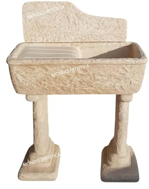 Lavandino Lavabo Vasca Pilozzo Fontana Per Cucina Da Esterno Giardino In Cemento Marmo Altezza 113 CM