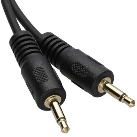 kenable Mono 3,5 mm Jackkabel Hane till Hane 2 m [2 meter/2m] Guldpläterad Svart Audiokabel