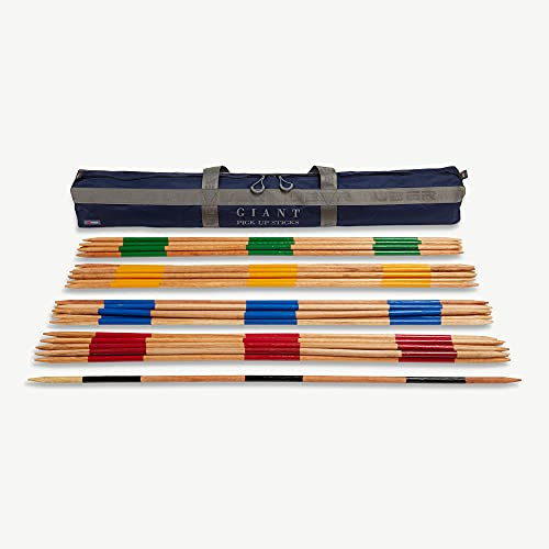 DOCTOR SPORT Qualität Mikado Pick Up Sticks Klassisches Holzspiel, Outdoor- oder Indoor-Spaß-Strategie- und Koordinationsspiel - India Holz - Deluxe-Tragetasche - 33 Sticks - 90 cm Lang