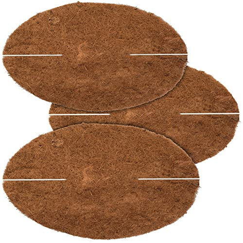 Royal Gardineer Kokosmatte Winterschutz: 3er-Set runde Frostschutz-Kokosmatten für Topfpflanzen, Ø 38 cm (Kokos-Winterschutz, Winterschutzmatten, Hauben)