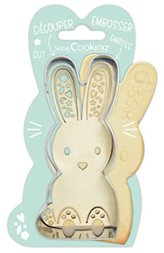 ScrapCooking - Hase Ausstecher & Stempel Set - Ostern Ausstecher für Plätzchen, Kekse, Fondant - Edelstahl Ausstecher & Holz Stempel - Backform Zubehör Hasen Tieren Geburstag Deko - 2099