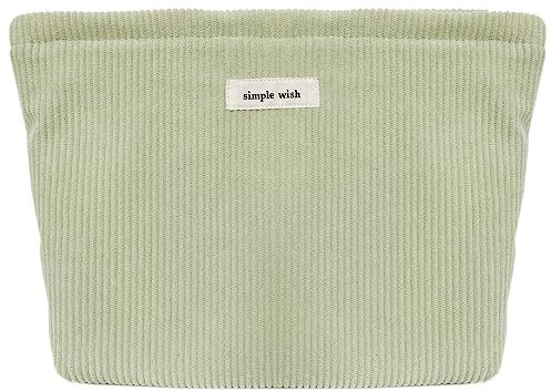 Torytoe Kulturtasche Damen, Kosmetiktasche Cord Kulturbeutel Makeup Tasche Schminktasche Massivfarbe Waschtasche Travel Cosmetic Organizer Multifunktionaler Reisen Kulturtasche für Damen Mädchen, Grün